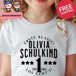Personalisiertes T-Shirt für Kinder, Erstklässler Shirt, Schulkind 2024 Shirt, Kinder geschenk, Schulanfang Shirt, Geschenk zur Einschulung