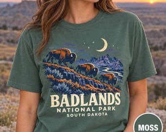 Badlands National Park Buffalo Night T-Shirt | South Dakota Park Tee