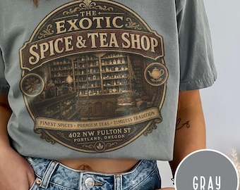 Grimm Monroe and Rosalee Vintage Apothecary Label T-shirt | Exotic Spice & Tea Shop Fantasy TV fan