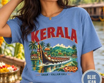 Kerala Vintage Travel T-Shirt | India Retro Travel Graphic, Snake Boat