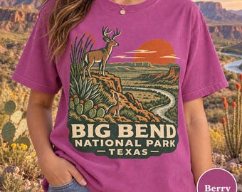 Big Bend National Park Texas Scenic Sunset T-Shirt | Deer Landscape