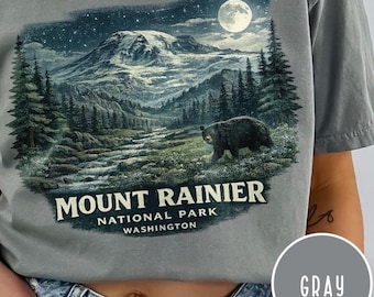 Mount Rainier Nightscape T-shirt | National Park Mountain Scene