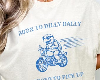 Funny Turtle Motorbike T-Shirt: Comfort Colors Graphic Tee