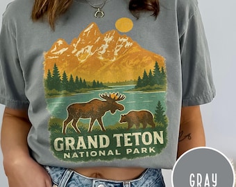 Vintage Grand Teton National Park Shirt, Wyoming Hiking Tee