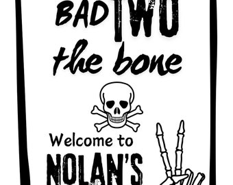 Letrero de bienvenida para el segundo cumpleaños de Bad TWO the Bone, 16 x 22, editable e imprimible