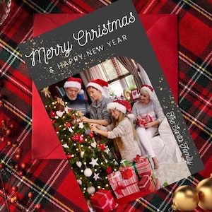 クリスマス カード テンプレート 家族写真カード Canva テンプレート 即時ダウンロード