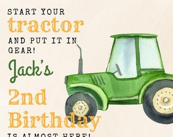 Tractor Birthday Invitation Editable Thank You Cards