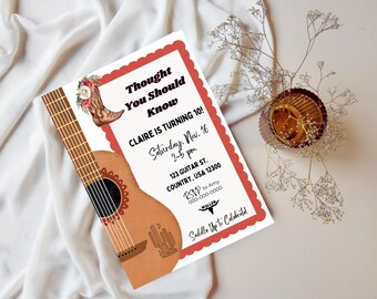 Girls Red Country Digital Birthday Invitation and Thank You Cards Template Morgan Wallen Theme Editable
