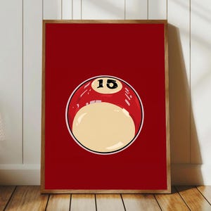 Retro-print poolballen met 15 biljartballen | Retro handgetekende, vintage print biljartbal, muurkunst 15 ballen, trendy digitale kunstafdrukken, barwagenposter digitaal