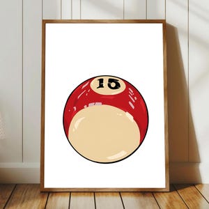 Retro-print poolballen met 15 biljartballen | Retro handgetekende, vintage print biljartbal, muurkunst 15 ballen, trendy digitale kunstafdrukken, barwagenposter digitaal