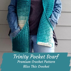 Crochet Trinity Pocket Scarf PDF Pattern with Photo Tutorial