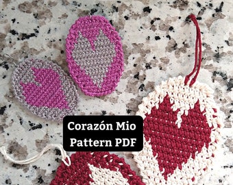 Crochet Earring and Ornament PDF Pattern, Corazon Mio, My Heart