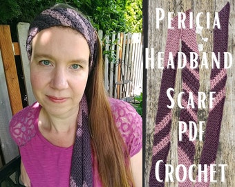 Pericia Headband Scarf 3 sizes Crochet Pattern PDF