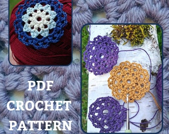 PDF Pattern, Digital Download Design: Crochet Earrings, Motif, Flower, Vashti Earrings or Coaster