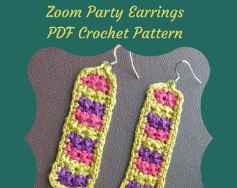 PDF Pattern: Crochet Earrings, Zoom Party Earrings
