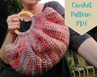 Galena Crochet Handbag Purse with Wooden Handles Pattern PDF