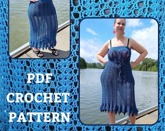 Crochet Maxi Skirt Strapless Dress Coverup, PDF PATTERN