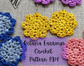 Octavia Earrings PDF Pattern: Crochet Earrings, Pendant, Jewelry, Coaster, Flower