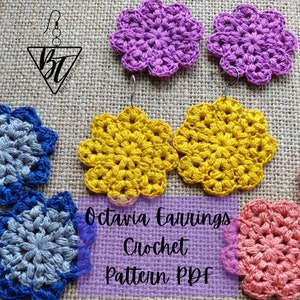Octavia Earrings PDF Pattern: Crochet Earrings, Pendant, Jewelry, Coaster, Flower