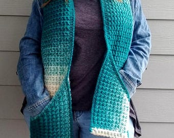 Trinity Pocket Scarf Pattern Easy Textured Female Bulky Yarn PDF