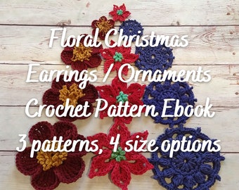 Floral Christmas Earring and Ornament Crochet Pattern Ebook