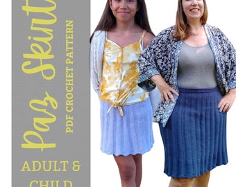 Paz Skirt for Children and Adults, crochet pattern pdf