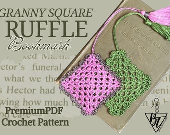 Granny Square Ruffle Bookmark Crochet Pattern PDF