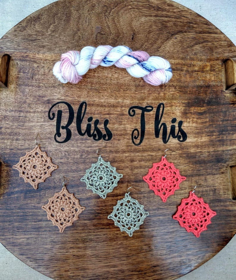 PDF Pattern: Crochet Earrings, Wildflower, Granny Square, Lace