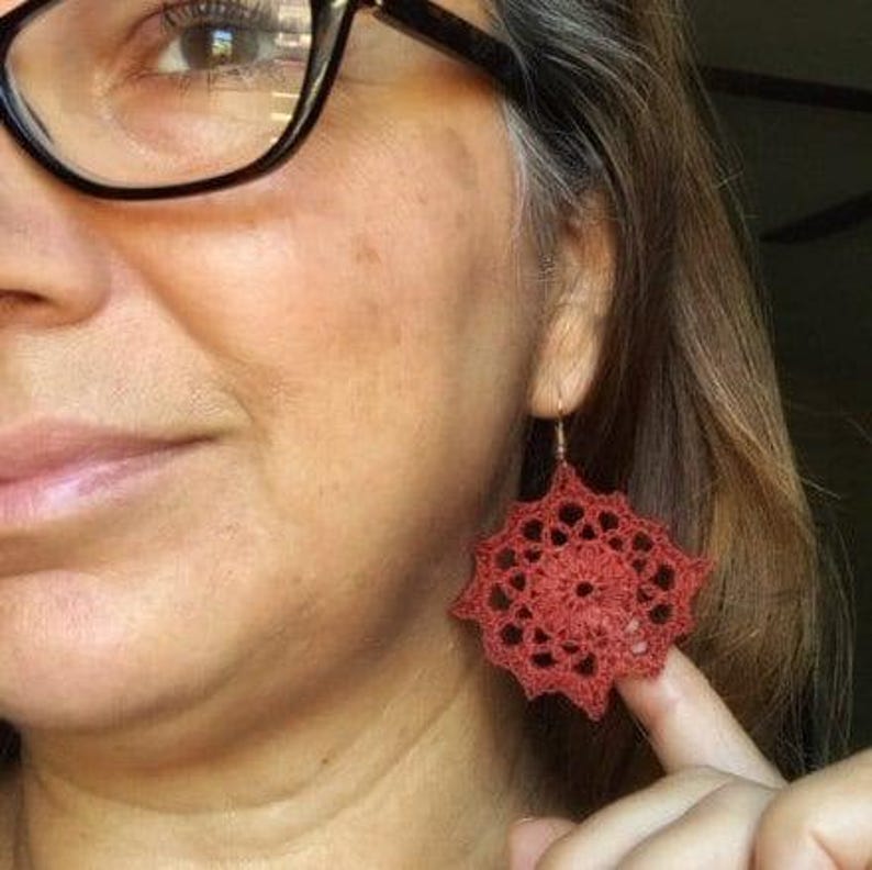 PDF Pattern: Crochet Earrings, Wildflower, Granny Square, Lace