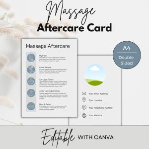 Modèle de soins de massothérapie, soins de suivi de massage modifiables, modèles de toile de massage, soins de suivi de massage imprimables, formulaires de massothérapie