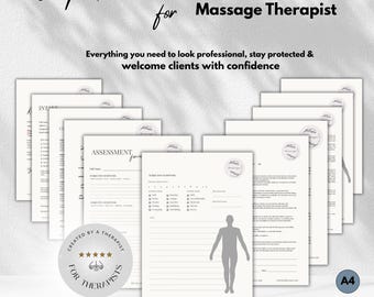 Massage Therapist Business Template Bundle, Editable Canva Templates, Templates for Therapists