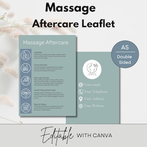 Modèle de soins de massothérapie, soins de suivi de massage modifiables, modèles de toile de massage, soins de suivi de massage imprimables, formulaires de massothérapie