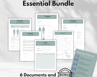 Massage Therapy Forms Bundle: Consent, Assessment, Invoice (Canva Editable)