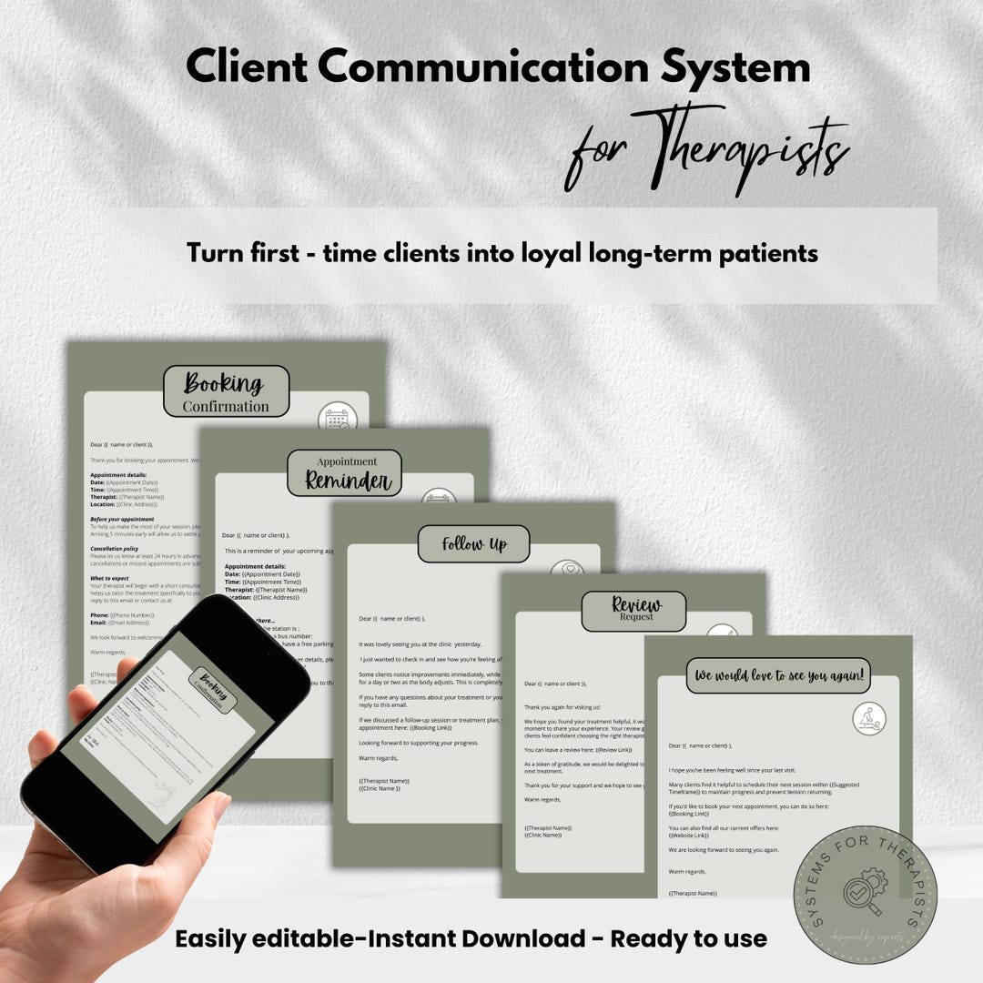 Client Communication System for Therapists | Templates, Booking ...