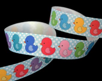 Rubber Duck Pink 38 Printed Grosgrain Ribbon Baby Shower Ribbon Nursery Ribbon Diaper Cake Ribbon Duckling Ribbon Bath Toy Ribbon