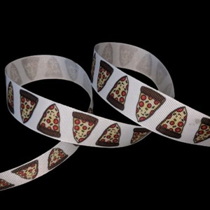 Pizza Slice 1&quot; Printed Grosgrain Ribbon, Birthday Party Decor, Father&#39;s Day Trim