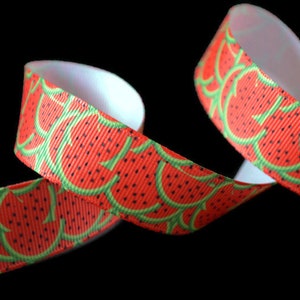 Red Watermelon Seed Slices 7/8&quot; Printed Grosgrain Ribbon, Picnic Ribbon, Summer Ribbon, Fruit Theme Ribbon, BBQ Ribbon, 4th of July Ribbon