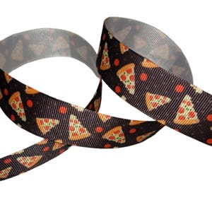 Pepperoni Pizza 1&quot; Printed Grosgrain Ribbon, Birthday Party Decor, Father&#39;s Day Trim