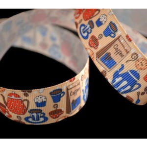 Baking Kitchen Theme 7/8&quot; Printed Grosgrain Ribbon, Mother&#39;s Day Trim, Sweet Shop Ribbon