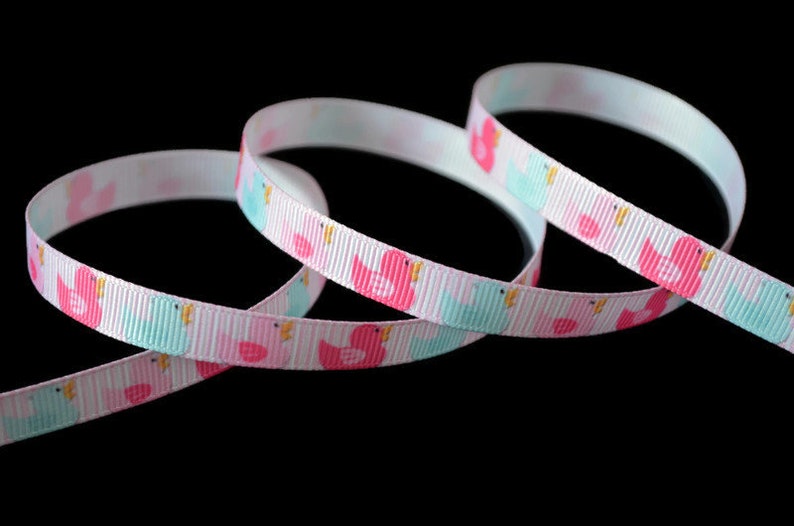 Rubber Duck Pink 38 Printed Grosgrain Ribbon Baby Shower Ribbon Nursery Ribbon Diaper Cake Ribbon Duckling Ribbon Bath Toy Ribbon