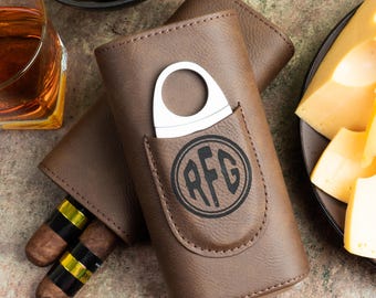 Groomsmen Cigar Case With Cutter, Personalized Cigar Case, Cigar Holder, Gifts for Him, Groomsmen Gifts, Cigar Travel Case, Gift for Dad