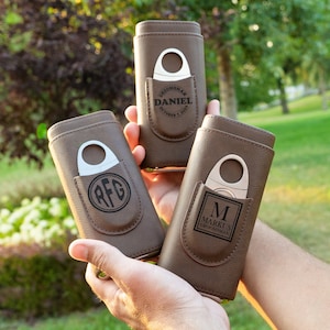 Custom Leather Cigar Case With Cutter, Personalized Cigars Accessories, Groomsmen Gifts, Best ...