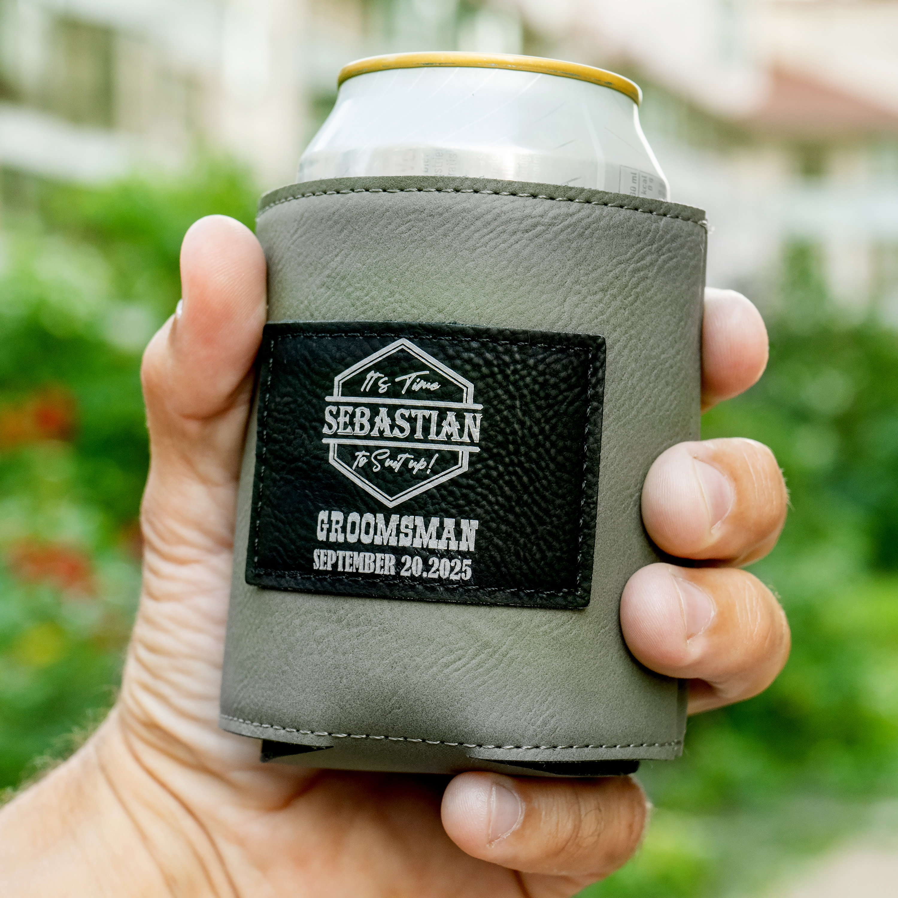 Personalized Leather Can Holders