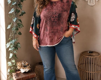 Himmlisches Boho Kimono Top.  Wo Boho auf Rock 'n' Roll trifft