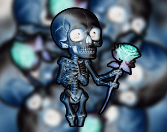 Dark Rose Skelly Sticker, Funny Skeleton Sticker, Cool Skeleton Sticker, Cute Skeleton Sticker, Waterproof Vinyl Sticker