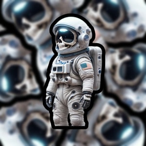 Adesivo de esqueleto de astronauta, adesivo de esqueleto engraçado, adesivo de esqueleto legal, adesivo de esqueleto fofo, adesivo de vinil à prova d'água
