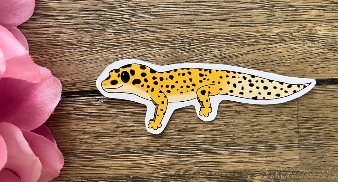 Leopard Gecko Sticker | Lizard Sticker | Cute Animal Sticker | Laptop ...
