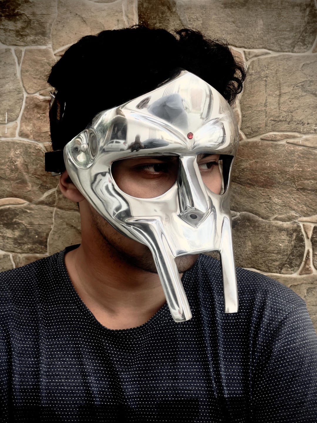 PREMIUM Golden MF DOOM Mask Mad-villain Steel Face Armor