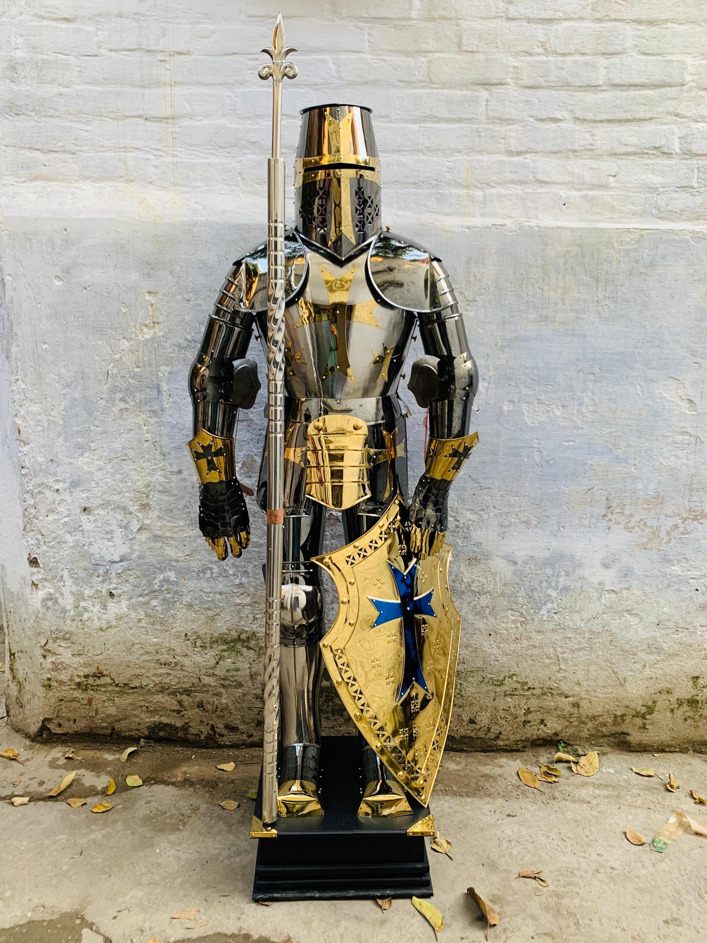 Medieval Templar Knight Armor Suit | Knights Crusader Suit Of Armour Armor Full Body Costume With Base Halloween Gift Item