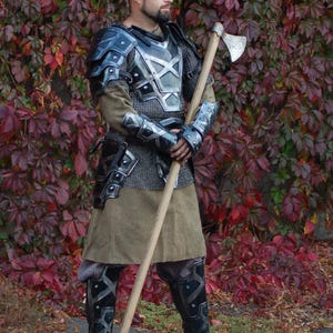Dwarf Dwarveni Blackened Steel Knight Armor Suit Full Body Armor With Cuirass,Pauldrons,Bracers,Greaves- Cosplay & Larp Full Body Armor